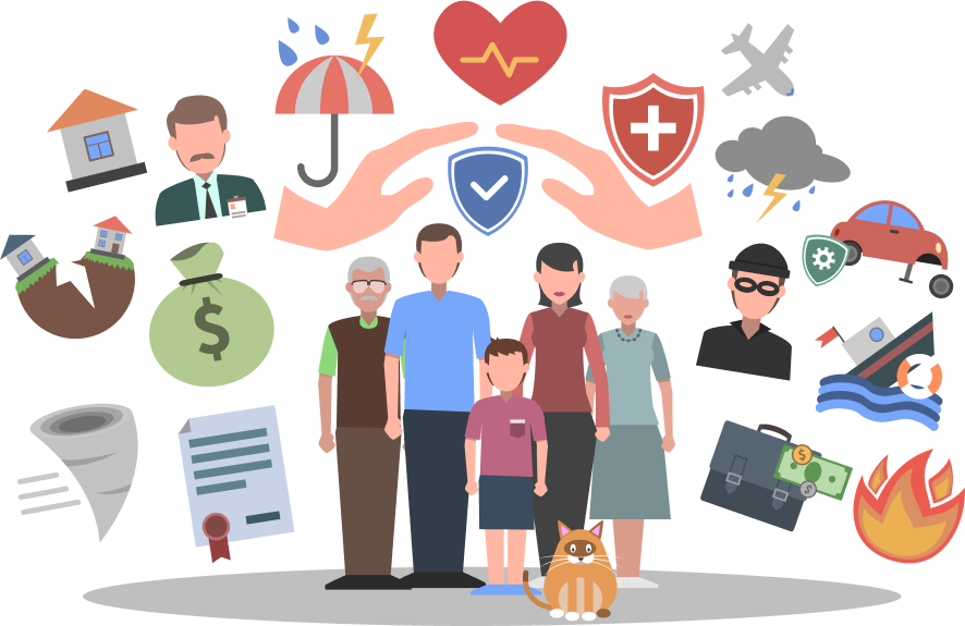 Insurance related secure communication is showed through vector.